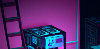 What Is Bitcoin Mining? How does it work? Digital art of a bitcoin mining rig.