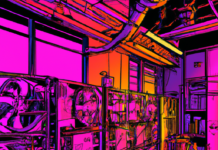 Mining vs Staking: Which is Better For Earning? Digital art of a bitcoin mining server.